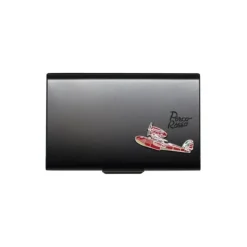 Black Metal Card Case With Seaplane - Porco Rosso Accessories