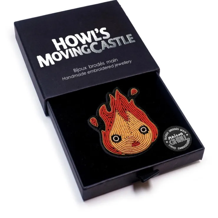 Online Embroidered Jewel Brooch Yellow Calcifer - Howl’s Moving Castle Pins