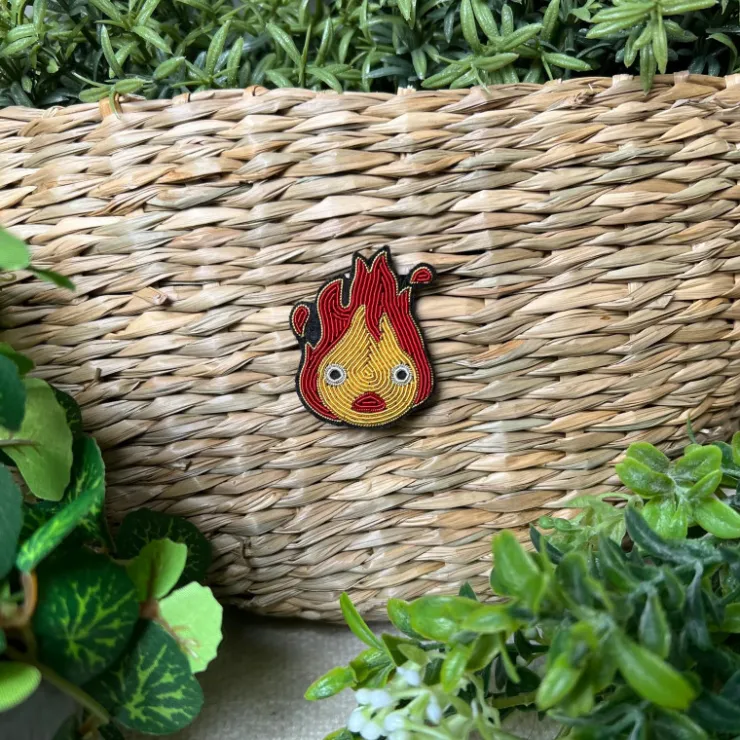 Online Embroidered Jewel Brooch Yellow Calcifer - Howl’s Moving Castle Pins