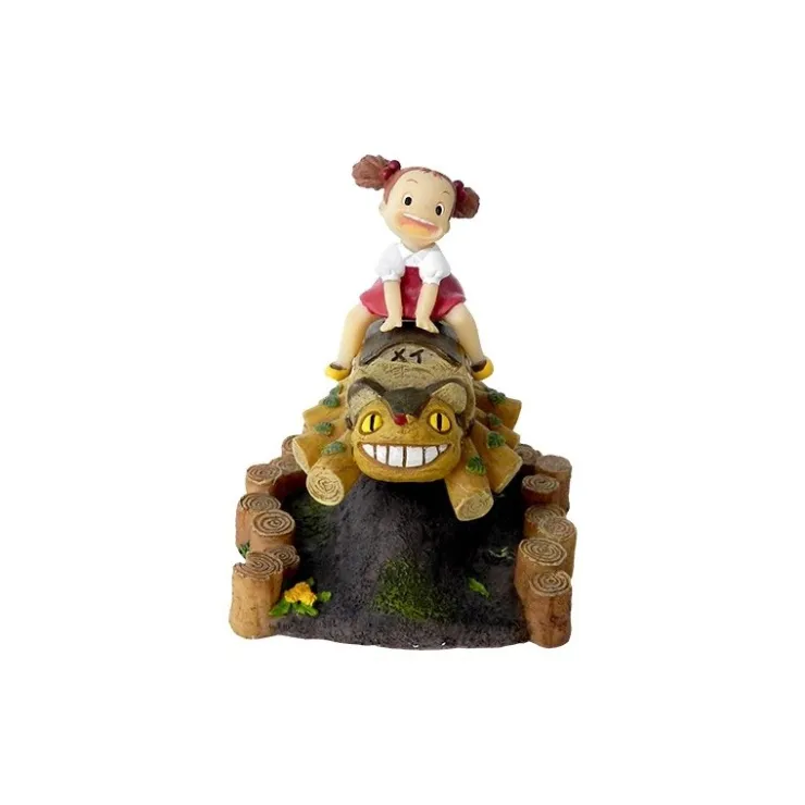 Hot MINI FIGURE MEI AND CAT BUS WOODEN HOUSE - MY NEIGHBOR TOTORO Statues