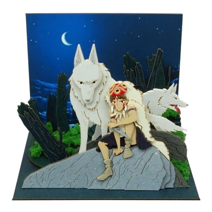 Online Paper Craft San and Moro under the moon - Princess Mononoke Arts And Crafts