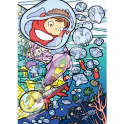 Online Stained glass Puzzle 126P Ponyo under the sea - Ponyo on the Cliff Jigsaw Puzzle