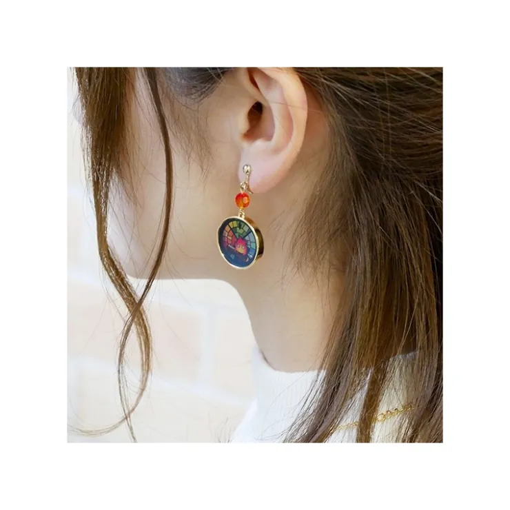 STAINED GLASS SERIES - EARRINGS CALCIFER- HOWL'S MOVING CASTLE Jewellery