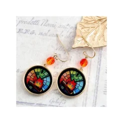Hot STAINED GLASS SERIES-PIERCED EARRINGS CALCIFER -HOWL'S MOVING CASTLE Jewellery