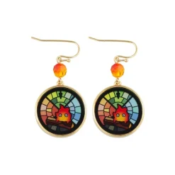 Hot STAINED GLASS SERIES-PIERCED EARRINGS CALCIFER -HOWL'S MOVING CASTLE Jewellery