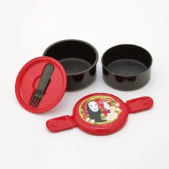 New Two Layers Round Shape Lunch Box No Face dark red - Spirited Away Kitchenware