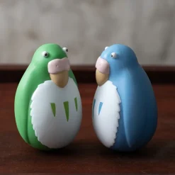 Two pack Roly-poly figurines Blue & Green Parakeet - The Boy and the Toys