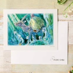 Discount Watercolour Greeting cards 24 x 15,8 cm Ashitaka in the forest - Prin Postcards And Letter Papers
