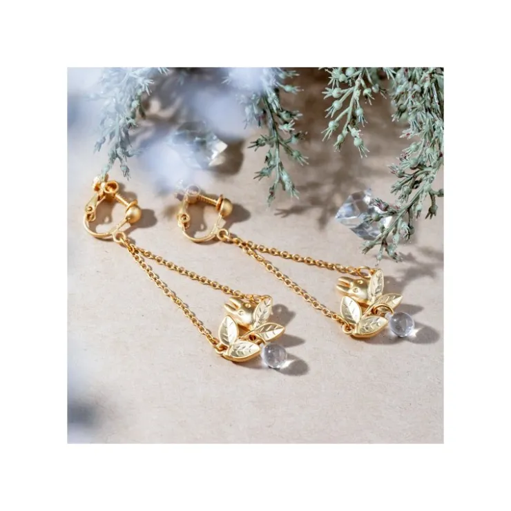 Best White Totoro Clip Earrings Jewel Hidden In A Leaf - My Neighbor Totoro Jewellery