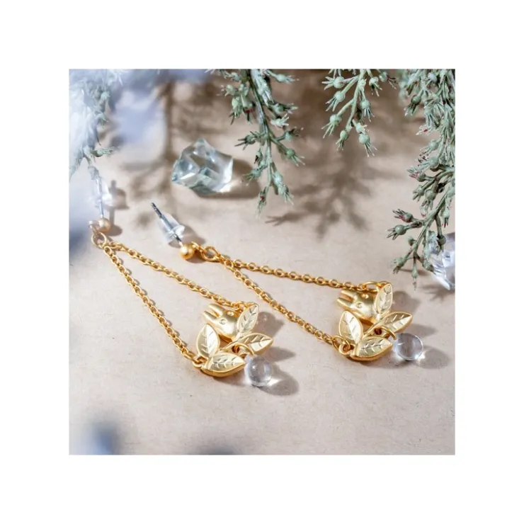 Outlet White Totoro Earring Hidden In A Leaf - My Neighbor Totoro Jewellery